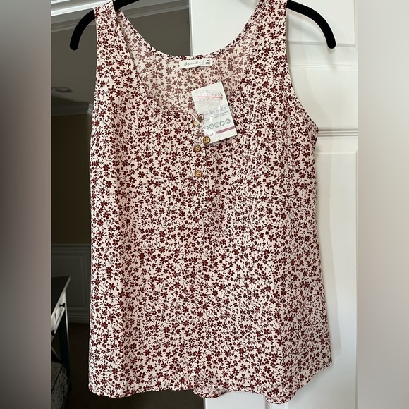 Active USA Floral Sleeveless Blouse - Rust and White - Picture 1 of 1